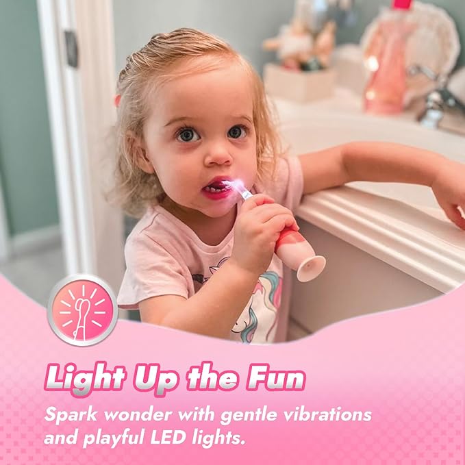 Papablic Toddler Sonic Electric Toothbrush Kids for Ages 1-3 Years, Baby Electric Toothbrush with Cute Unicorn Cover and Smart LED Timer, 4 Brush Heads (Doris)