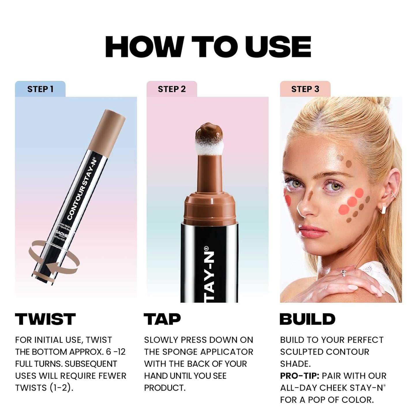 Sacheu Liquid Contour STAY-N Long Wear Cream Contour Makeup — Long Lasting, Blendable, & Lightweight Formula — Vegan & Cruelty-free, Giving Fierce