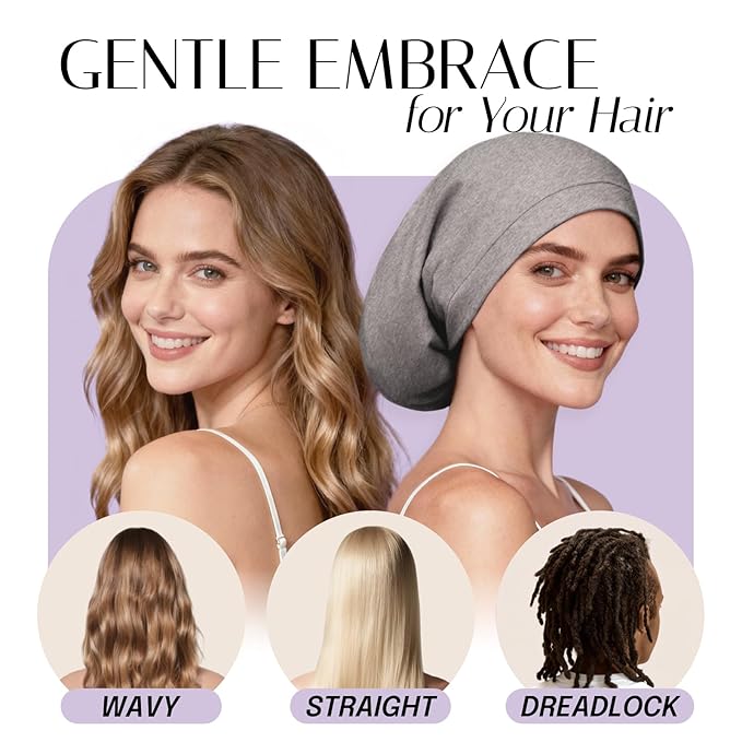 OLESILK Silk Bonnet for Long Hair: 100% Mulberry Silk for Sleeping Women&Men, Extra Large Loc Cap for Braids, Adjustable