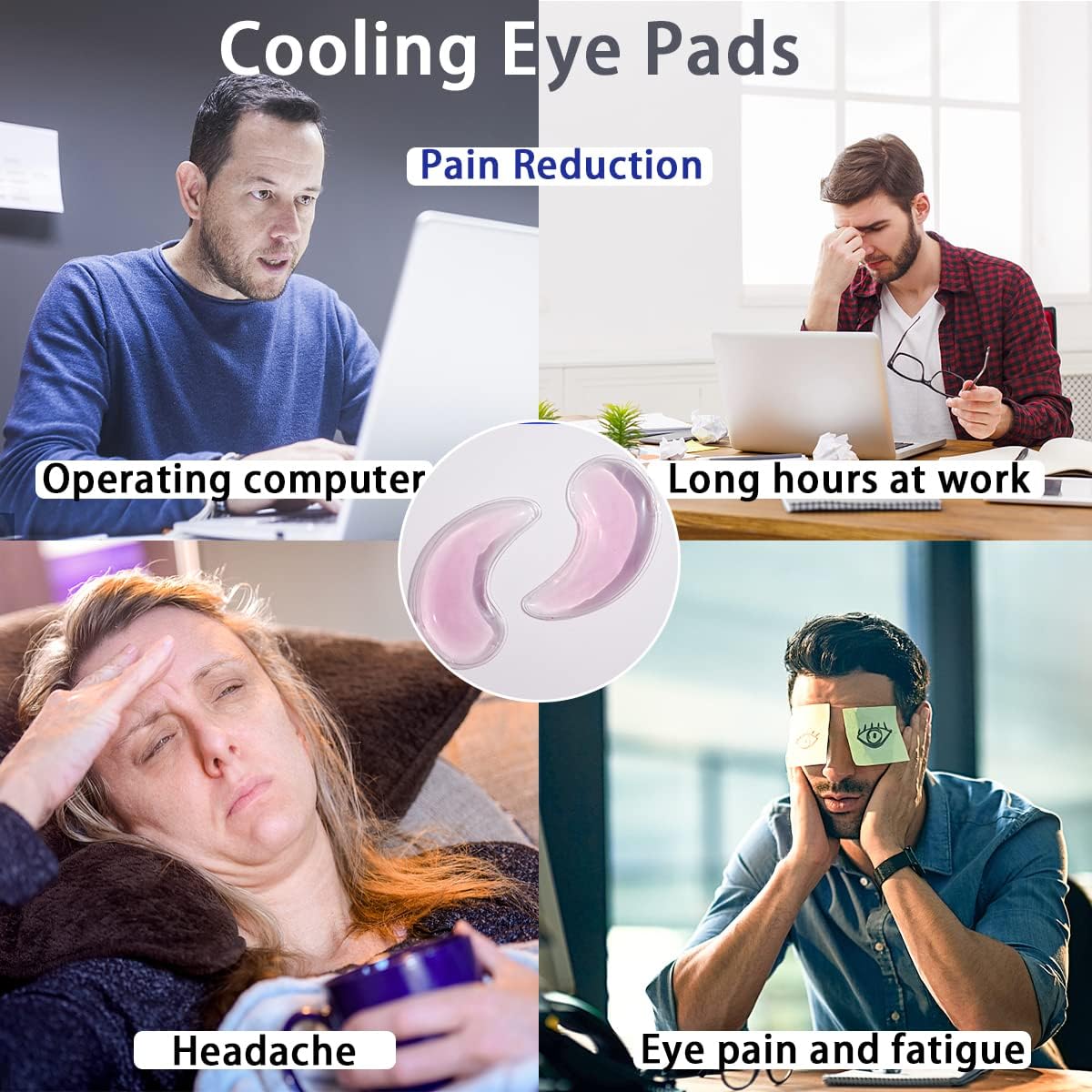 Eye Pad, Gel Eye Pad, Cooling Eye Pads, Gel Eye Mask,Gel Ice Pack, Cooling Ice Eye Masks, Hot Cold Eye Mask, Eye Ice Pack, Gel Eye Mask for Puffy Eyes, Migraine, Puffiness(6 pcs)