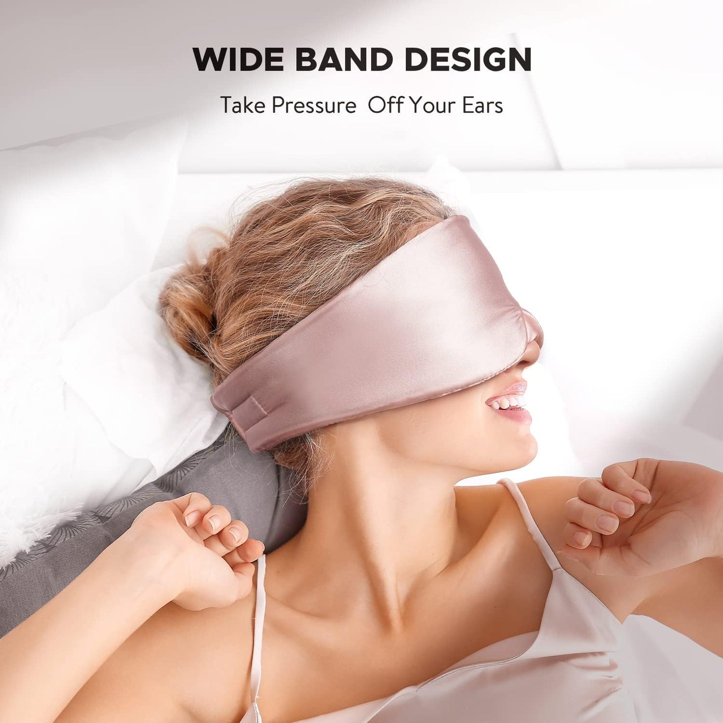 LitBear Silk Sleep Mask for Side Sleeper, Eye Mask Sleeping for Women Men 100% 22 Momme Pure Mulberry Silk, Face-Hugging Padded Eye Cover for Sleeping with Adjustable Band (Pink)