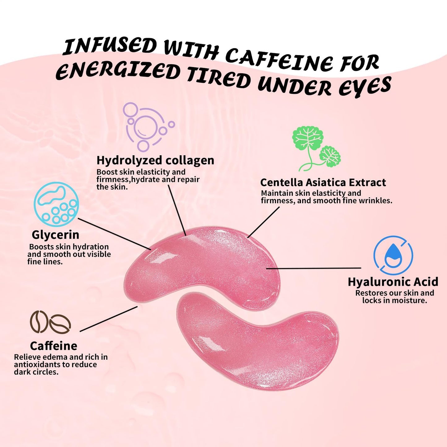 Under Eye Patches (30 Pairs), Caffeine Eye Masks for Dark Circles Puffy Eyes Undereye Bags, Collagen Eye Patches for Wrinkles and Puffiness, Skin Care Gift for Her