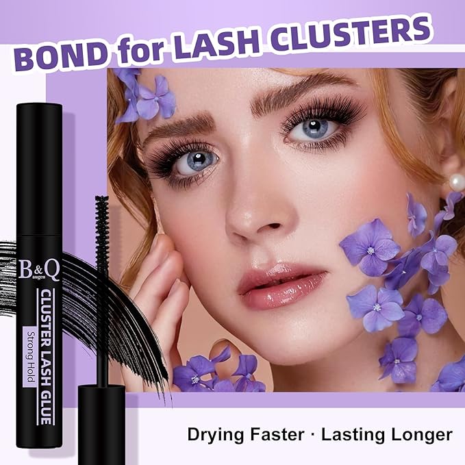 Lash Cluster Glue 10 ML Lash Bond Black Long Retention Eyelash Glue for Personal DIY Eyelash Extension Waterproof Bond Mild High Adhesive for Beginners (Black,10ml)