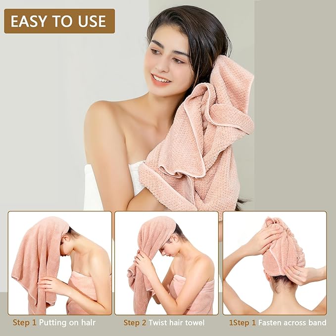 Microfiber Hair Towel Quick Dry Hair Towel Hair Drying Towels Suitable for All Kinds of Hair Ultra Absorbent Long and Thick Hair 24X48inch Blue (1pcs)