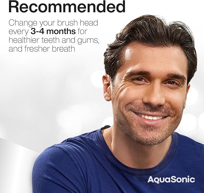 AquaSonic Genuine Proflex Replacement Brush Heads | ADA Accepted | for Whiter Teeth & Gum Care | Compatible with Many AquaSonic Toothbrush Handles (3 Pack White)