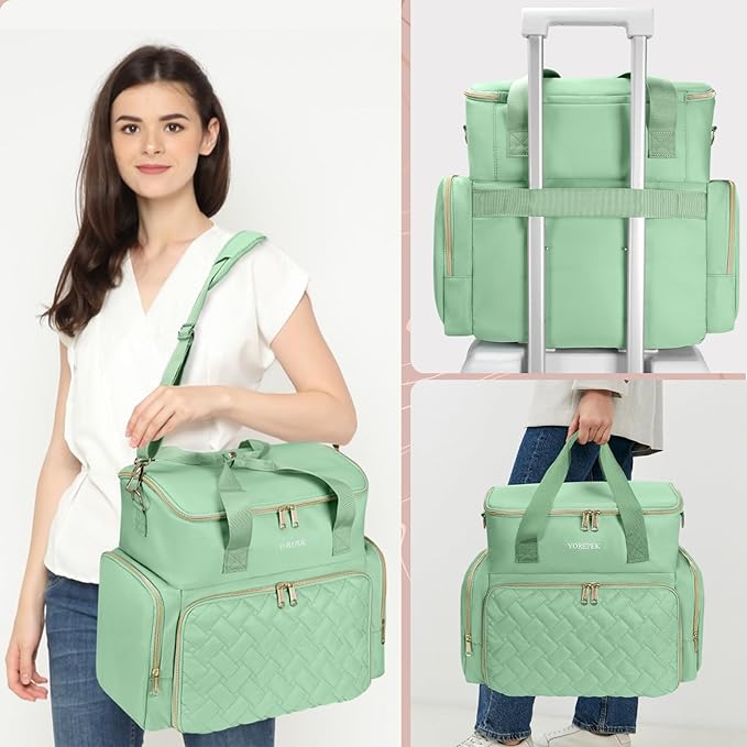 YOREPEK Extra Large Nail Polish Organizer Case Holds 96 to 100+ Bottles (15ml/0.5 fl.oz) UV lamp, Gel Polish Travel Case Bag with 2 Removable Pouches Fits Nail Suppiles, Gifts for Manicurist, Green