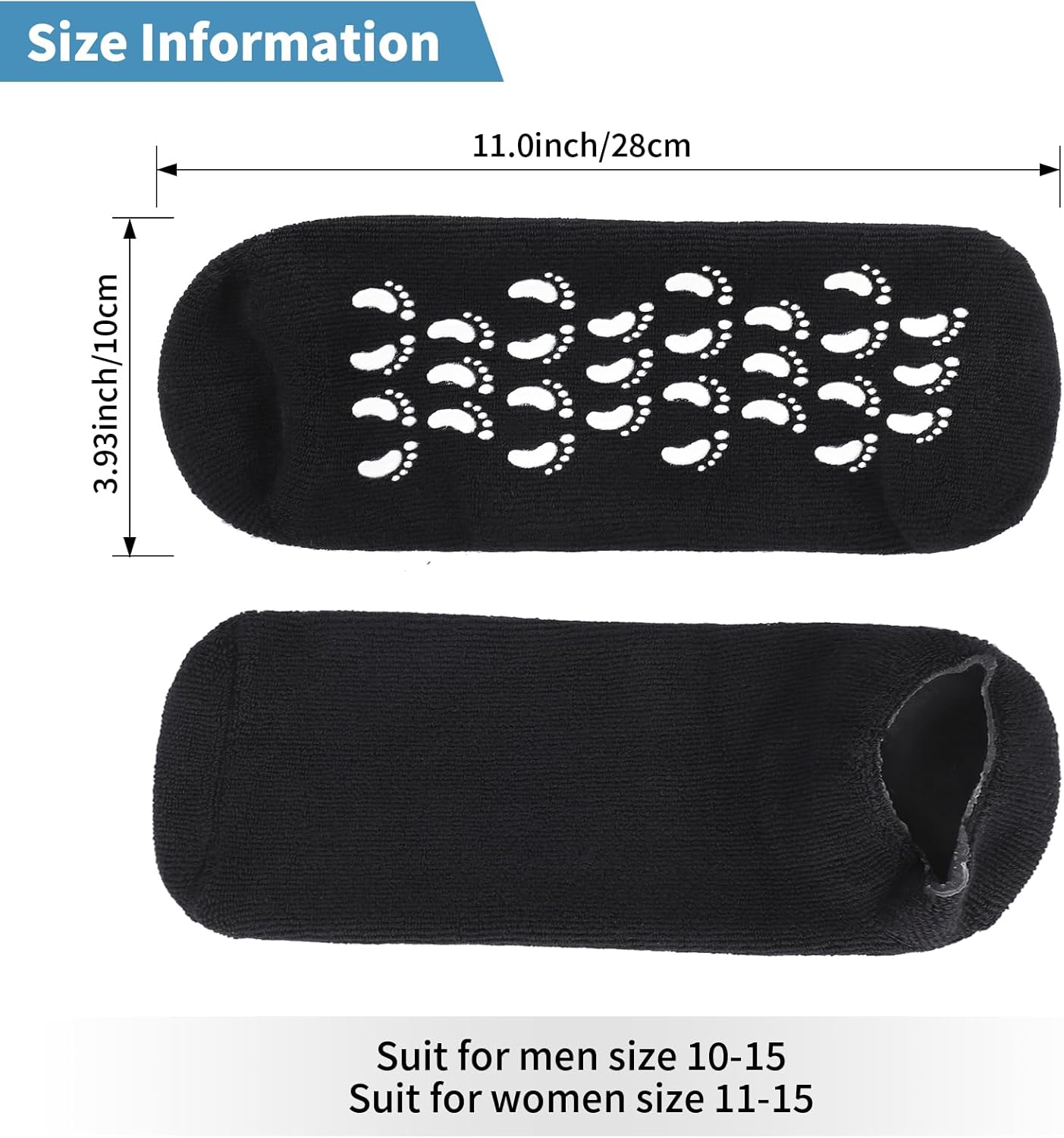 Large Silicone Moisturizing Socks for Men - 1 Pair Soft Foot Care Socks - 11“ Large Size Feet Moisturizing Socks for Dry Cracked Feet (Size L)
