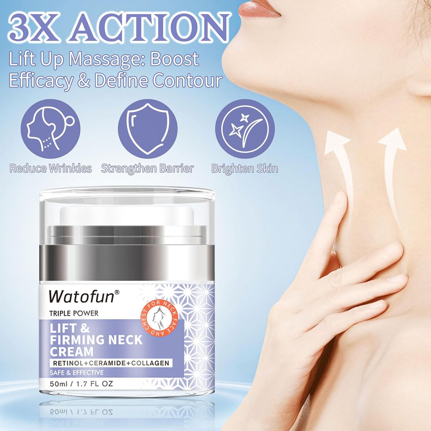Neck Creams for Tightening and Firming - Anti Wrinkle & Treatment with Retinol Peptides, Ceramide - Overnight Moisturizer for All Skin Types - Sensitive Safe
