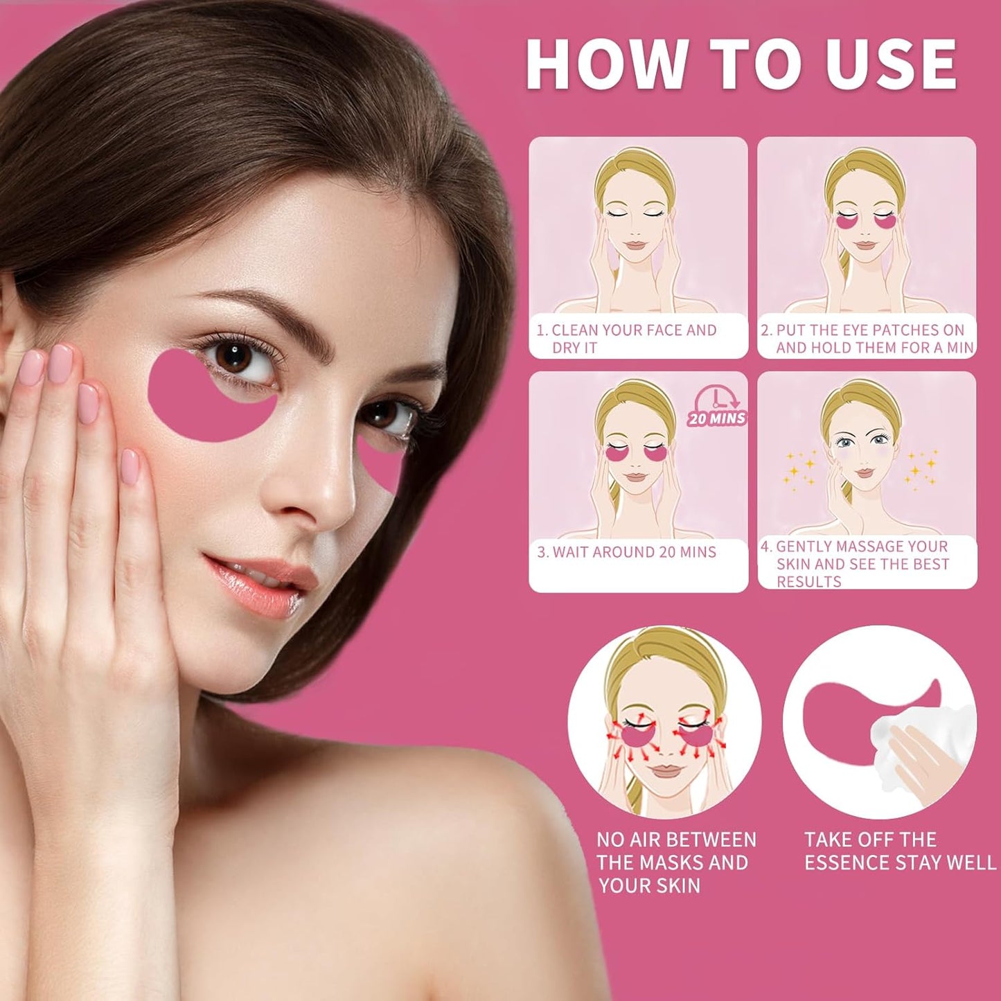 Under Eye Patches 70PCS, Peach Caviar Eye Patches for Puffy Eyes Treatment, Under Eye Masks for Dark Circles and Puffiness, Non-Irritating Eye Mask Patches Skincare, Eyes Bags Treatment, Eye Gel Pads