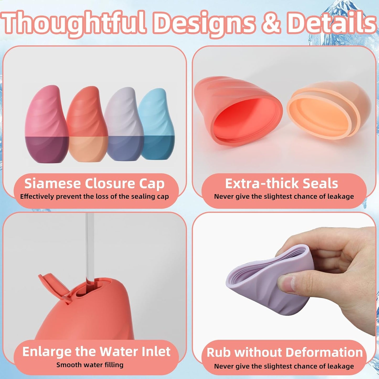 Silicone Facial Ice Cube Roller Massager, Facial Beauty Care Tool, Reusable Face Ice Mold - Brighten Skin, Reduce Puffiness for Face & Eyes (Blue)