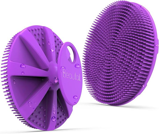 Silicone Body Scrubber, BEAUTAIL Shower Bath Scrubber, More Hygienic Than Traditional Loofah, Lather Nicely, Long Lasting, Gentle Exfoliating Brush for Women Men Baby Sensitive Skin, 1 Pack, Purple