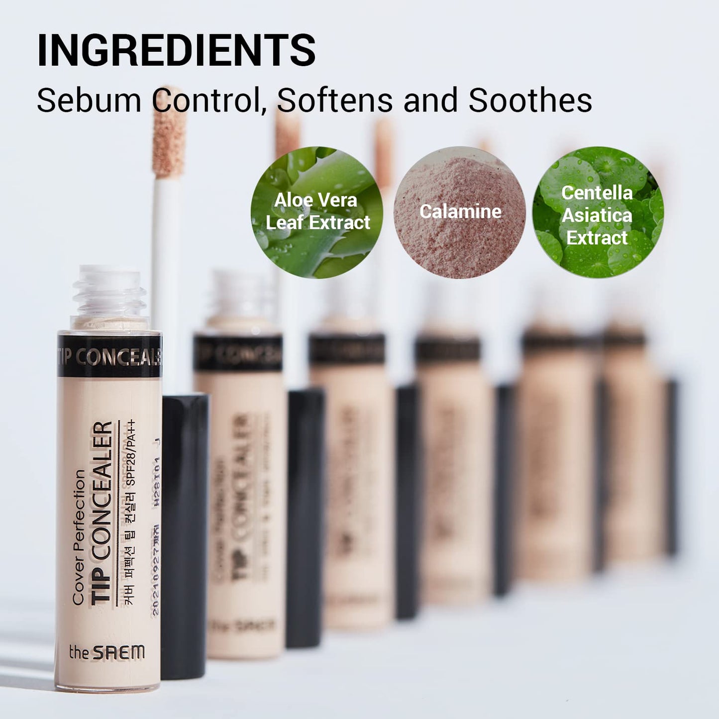 THE SAEM Cover Perfection Tip Concealer, Liquid Multi-Use Concealer, Full Coverage Makeup for Acne Dark Spots Dark Circles Hyperpigmentation and Blemishes, 0.2 fl.oz. (#1.75 Middle Beige)