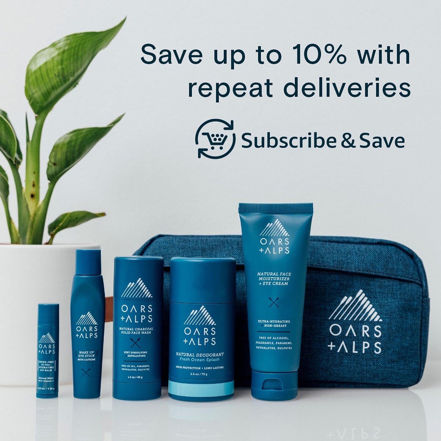 Oars + Alps Shine Free Lip Balm, Ultra Hydrating Lip Care Infused with Vitamin E, Alpine Mint Scent, 0.45 Oz Each, 3 Pack