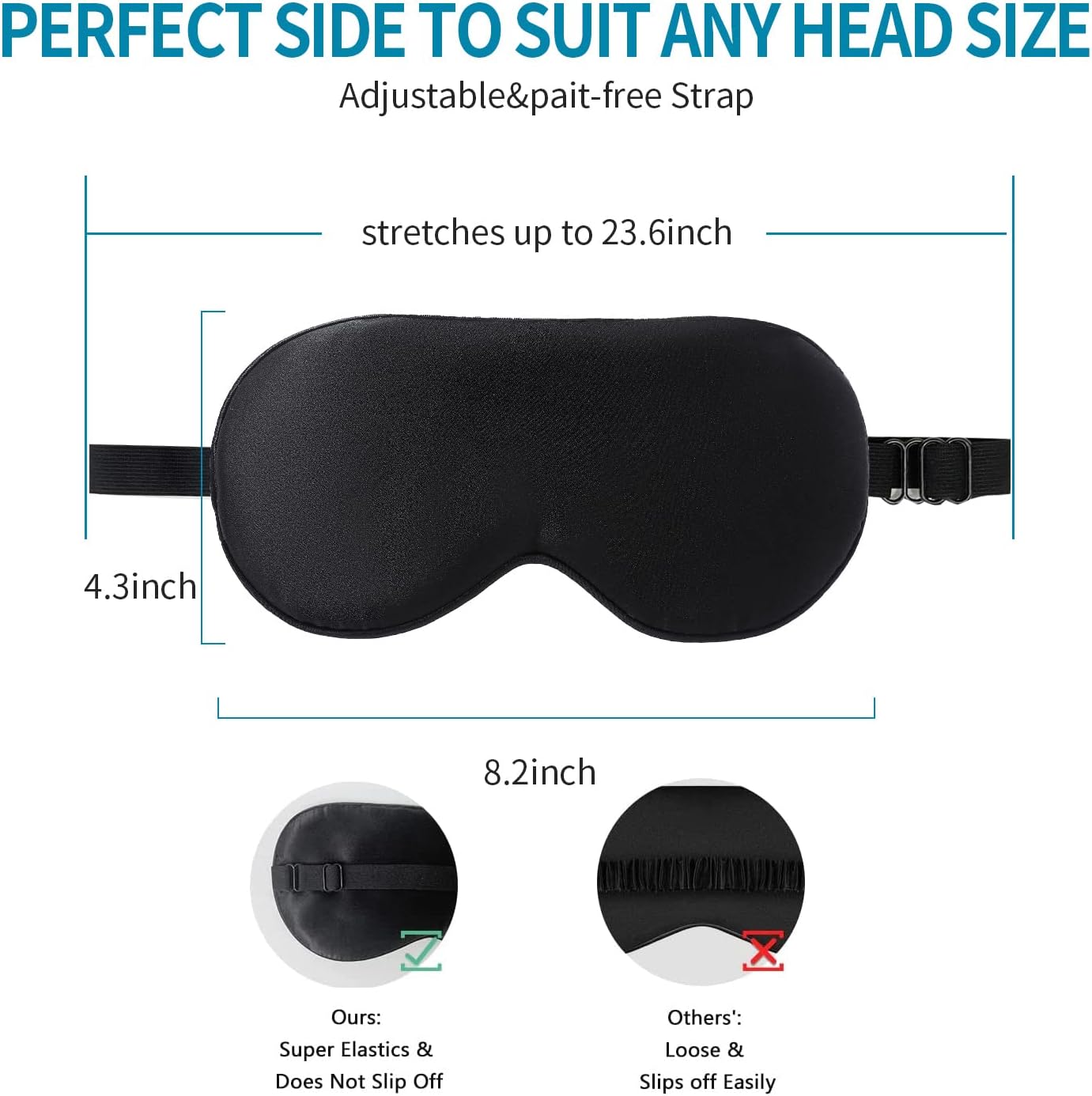 2-Pack 100% Real Natural Silk Eye Mask, Silk Sleeping Mask, Shade Puffy Eye Gift with Adjustable Straps, Sleep Eye Mask, SHJINJU Eye Mask Shade (Black and Navy)