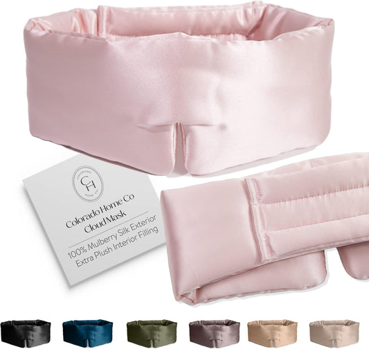 SUNDAYSILKS™ | Adjustable Silk Sleep Mask for Side Sleeper | Cloud-Like Comfort, Weighted for Deep Sleep | Soft Sleep Face Mask for Women & Men, Full Blackout, Cooling Silk Eye Mask for Sleeping