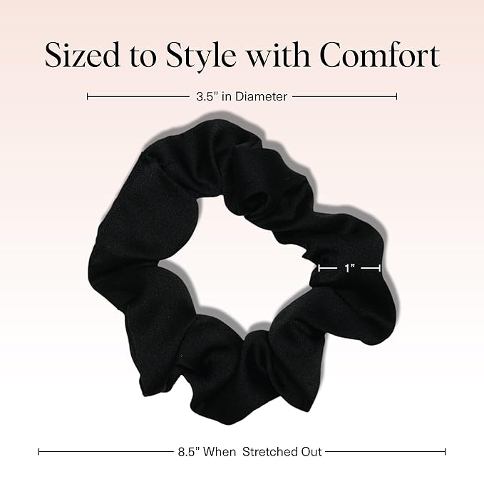 Kitsch Satin Scrunchies for Women - No Crease, Frizz Control | Softer Than Silk Scrunchies Gentle On Hair Scrunchies for All Hair Types | Stylish Hair Accessories College Essentials - Black, 5pcs