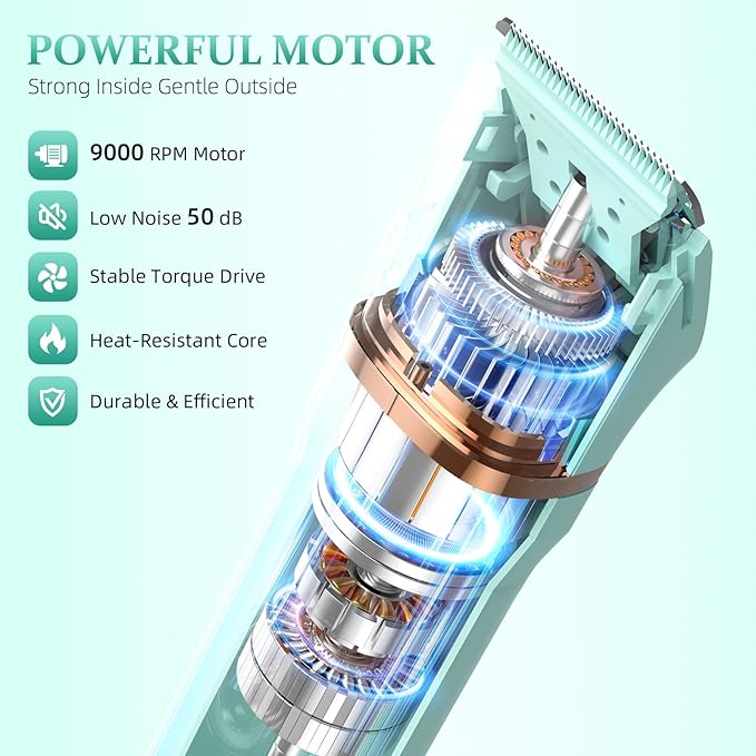 5-in-1 Bikini Trimmer for Women, IPX7 Waterproof Electric Razors Shaver, Cordless Body Hair Trimmer, Facial & Pubic Hair Removal, Ceramic Blade (Pure Green)