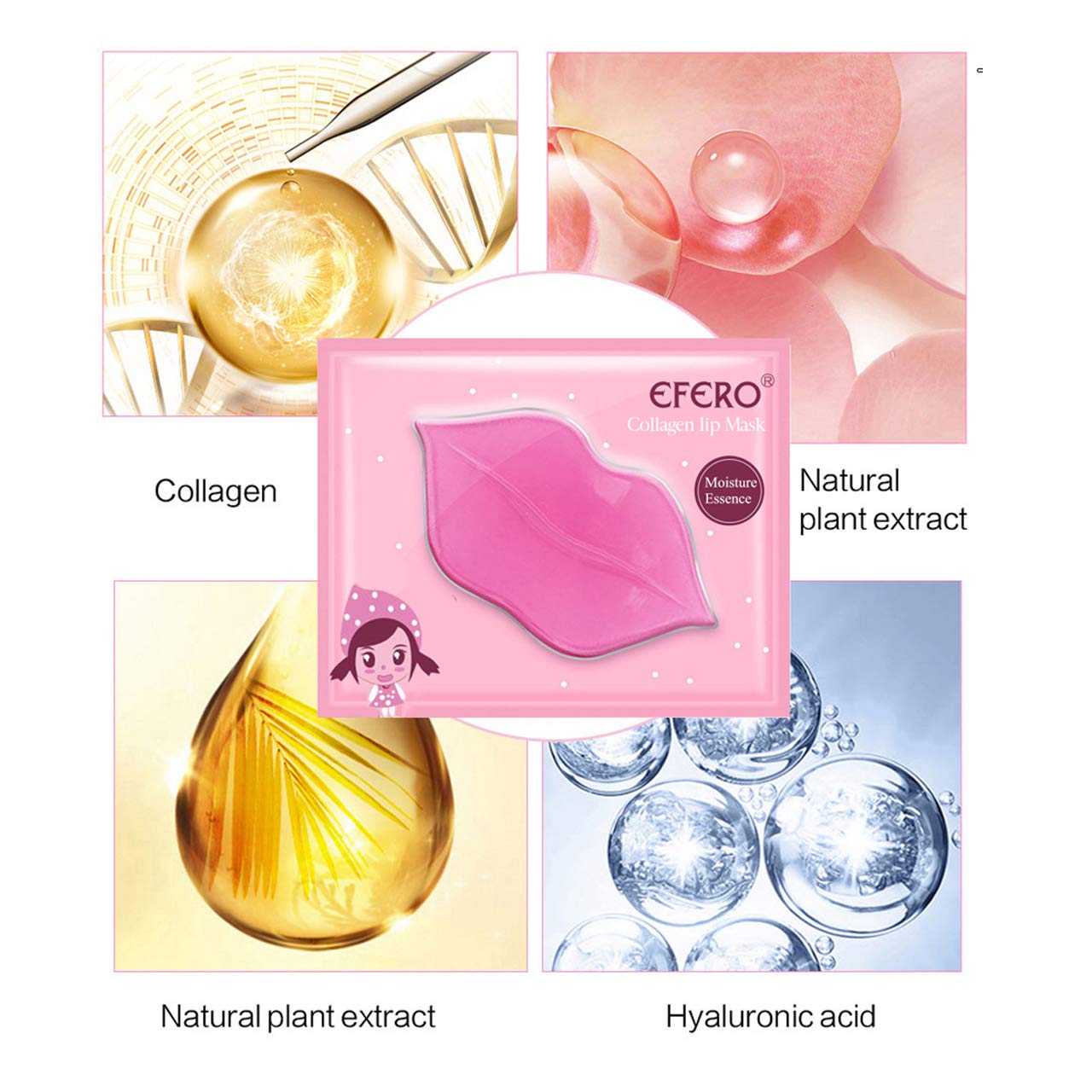 40 Pack Collagen Crystal Lip Masks,Gold Under Eye Masks Set Natural Moisturizing Gel Anti-Aging Anti Chapped Hydrating Reducing Puffiness Dark Circles Wrinkles Lip Eye Pads for Women and Men