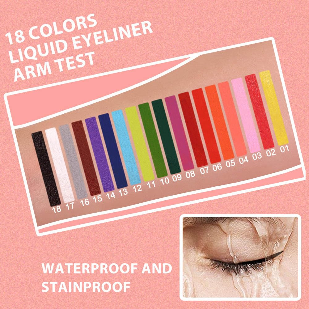 evpct 1Pcs Carmine Red Liquid Eyeliner Makeup Waterproof Red Eye Liners for Women, Eyes Wing Eyeliner Stamps Shapes Colored Eyeliner delineador de ojos a prueba de agua contra el agua blanco para ojos