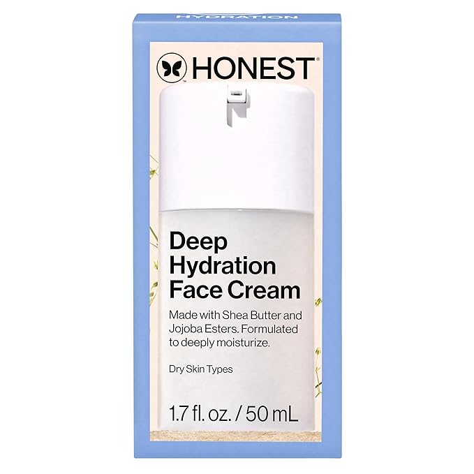 Honest Beauty Deep Hydration Face Cream for Dry Skin,Hydrates and Supports Natural Moisture Barrier,Hypoallergenic,Gentle Sensitive,1.7 fl oz,(Pack of 2)