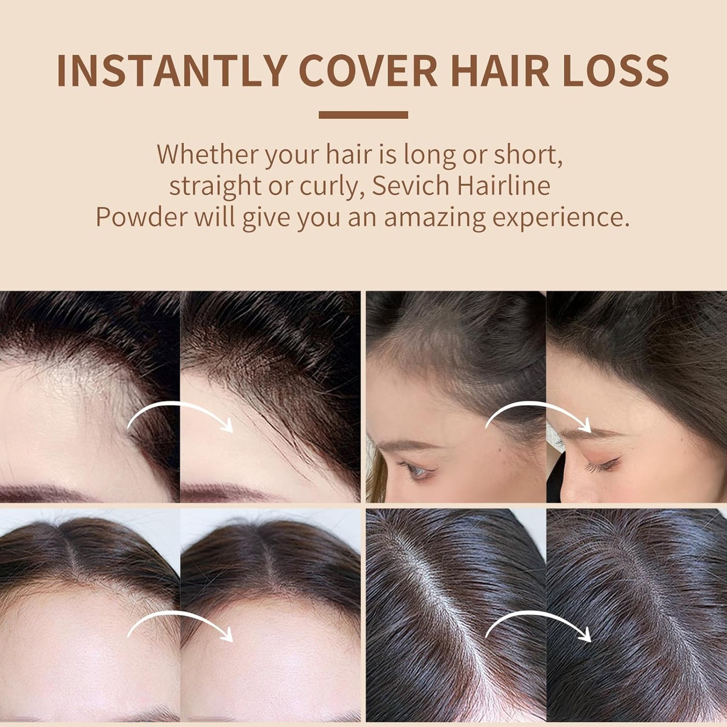 Sevich Hairline Powder，Instantly Conceals Hair Loss, Root Touch up Powder, Hair Shadow Toppers for Women & Men, Touch Up for Thinning Gray Hair, Windproof & Sweatproof, Black