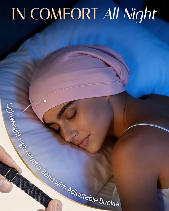 OLESILK Mulberry Silk Bonnet for Sleeping Women, Real Silk, Not Satin Pink