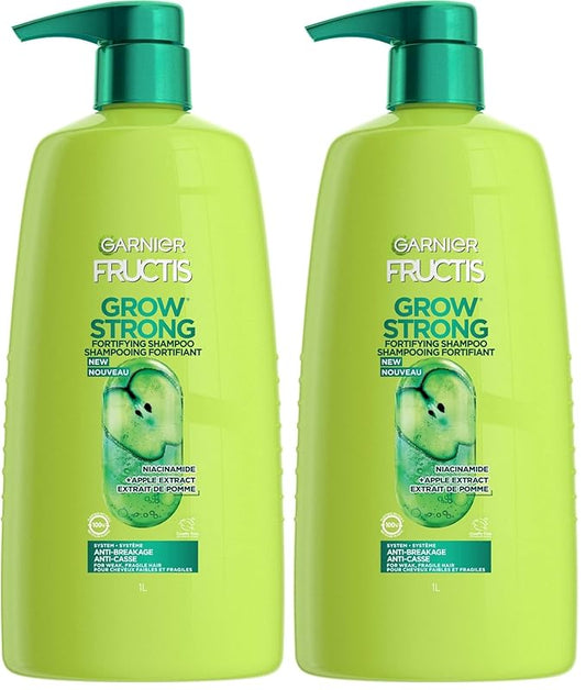 Garnier Fructis Grow Strong Shampoo, 33.8 Fl Oz, 1 Count (Packaging May Vary) (Pack of 2)