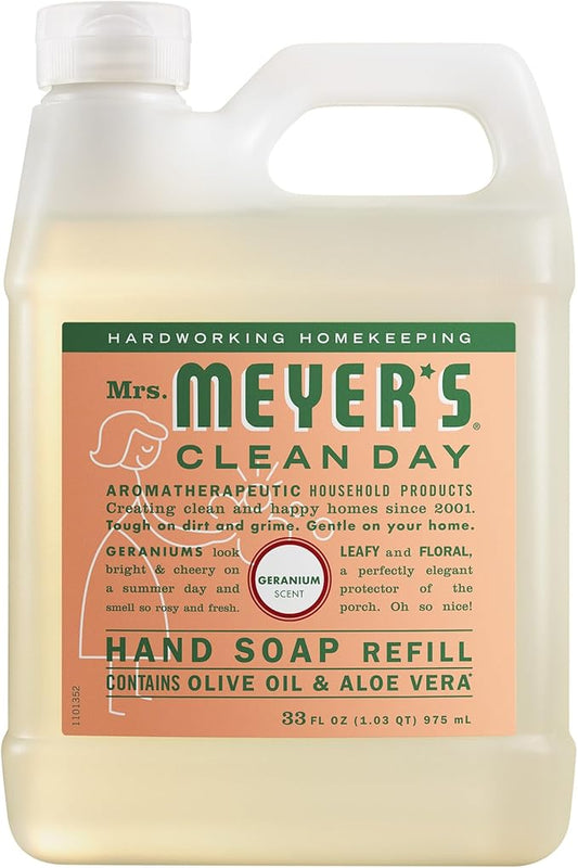 MRS. MEYER'S CLEAN DAY Hand Soap Refill, Geranium Scent, 33 Fl Oz Bottle