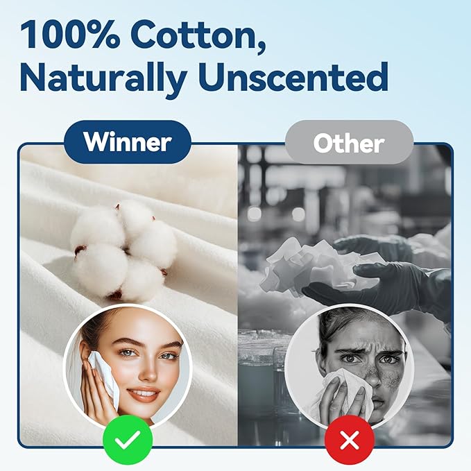 Winner Soft Face Towels, 100% USDA Biobased Facial Towels, 6 Packs per Case, 36 Bags Total, 3600 Count