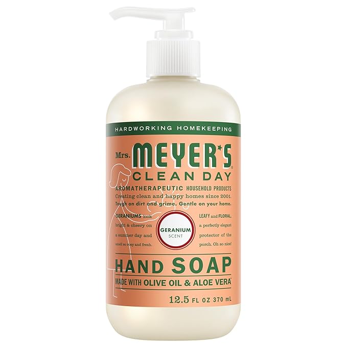 MRS. MEYER'S CLEAN DAY Hand Soap, Geranium Scent, 12.5 Fl Oz Bottle