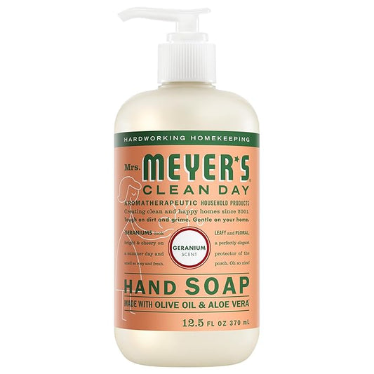 MRS. MEYER'S CLEAN DAY Hand Soap, Geranium Scent, 12.5 Fl Oz Bottle