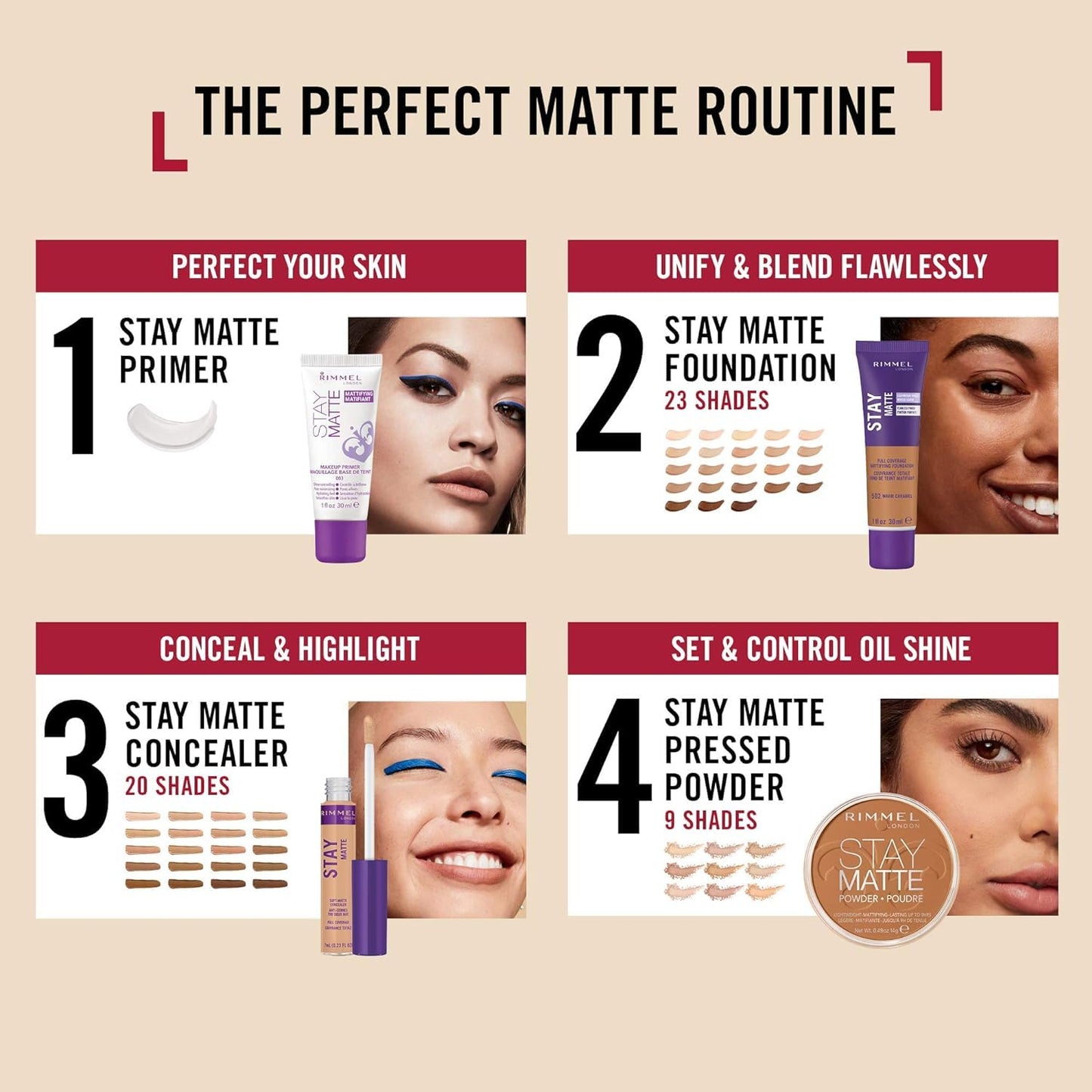 Rimmel London Stay Matte - 142 Linen - Concealer, 24-Hour Wear, Shine Control, Fights Free Radicals, 0.23oz