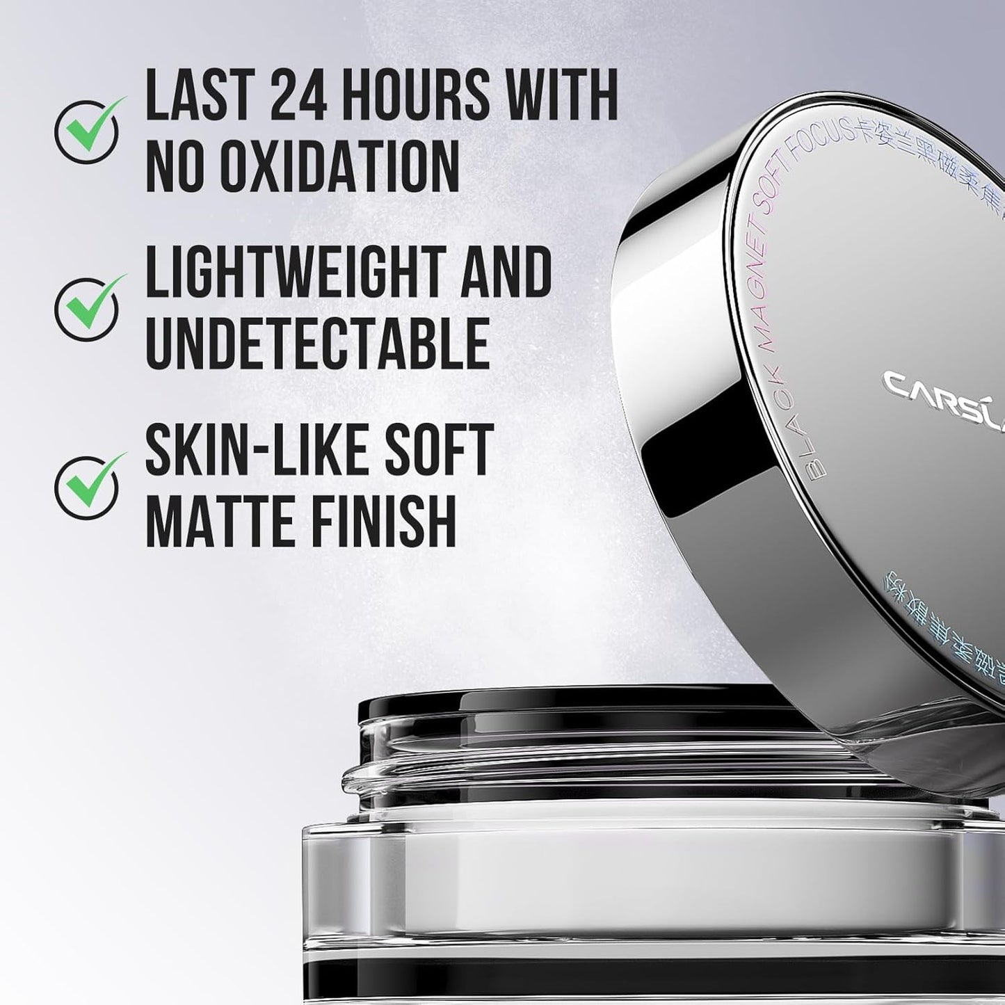 Soft Focus Loose Setting Powder, Waterproof, Matte, Oil Control, Shine Free, Talc-Free Face Powder Makeup, 24H Longwear Finishing Powder, 004 Light Purple For Sensitive