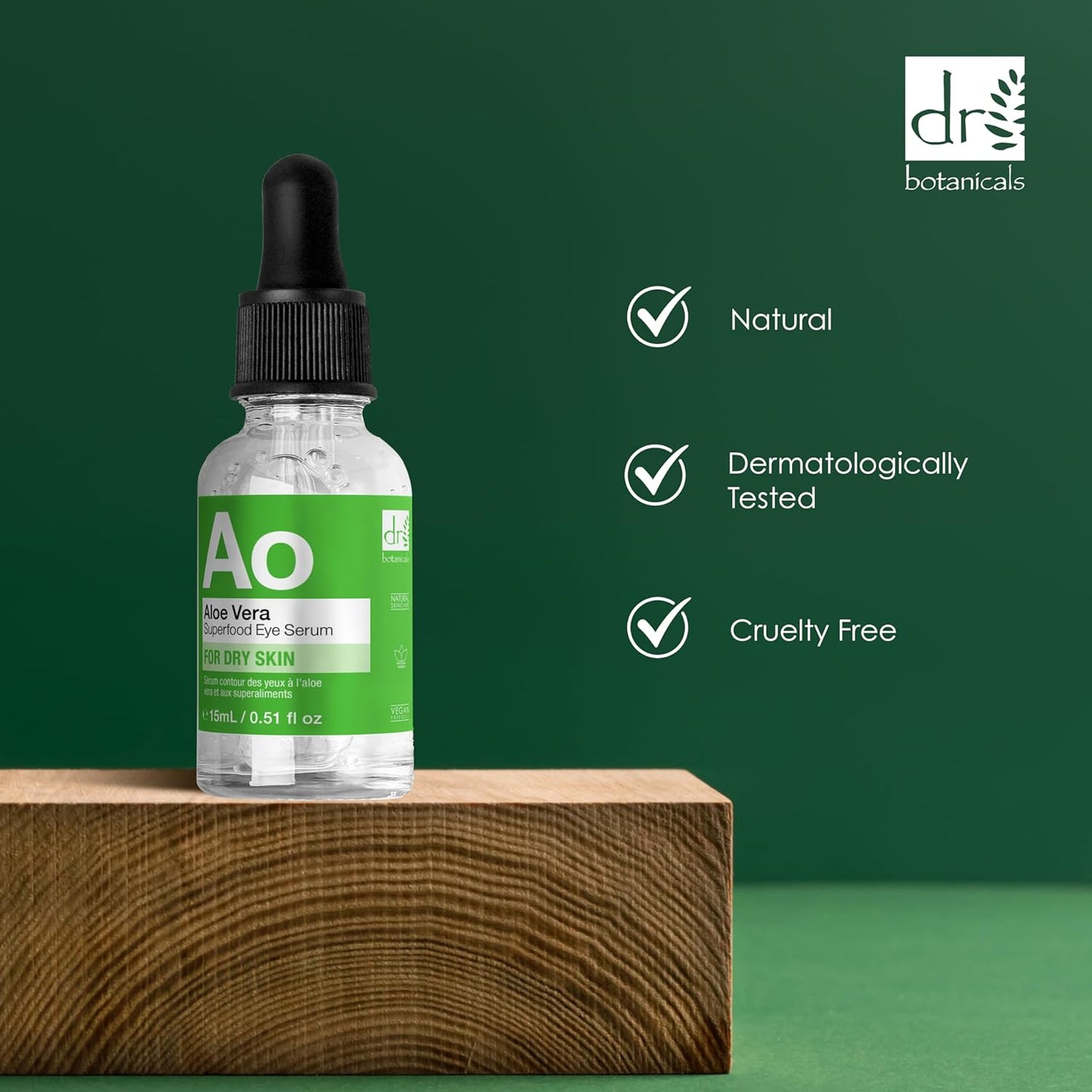 Dr Botanicals Aloe Vera Eye Serum | Eye Serum for Dark Circles and Puffiness - Hydrating and Soothing Formula for Plump - Reduce Puffiness and Fine Lines | Under Eye Serum | 0.15 fl oz