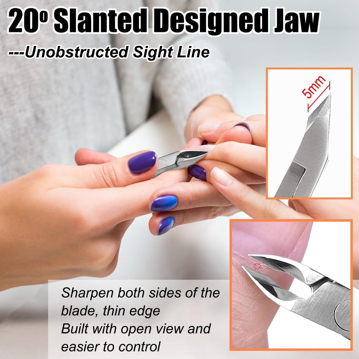 LePinko 4 Packs Upgraded Cuticle Trimmer kit, Sharp Dead Skin Clipper, Labor-Saving Cuticula Remover for Fingernail Toenail, Manicure Pedicure Tool for Women Men, 5mm Jaw, Golden