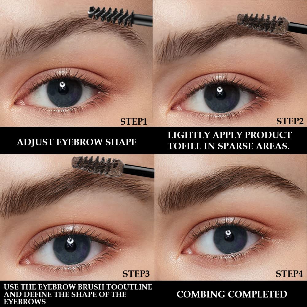 BINGBRUSH Tinted Thickening Brow Gel Brown Mascara,Brow Fast Sculpt,Waterproof, Transfer-proof, Brush to Fill in Eyebrows and Cover Gray Hairs - Cruelty Free - Light Medium Brown (2pcs 06 Brunette)
