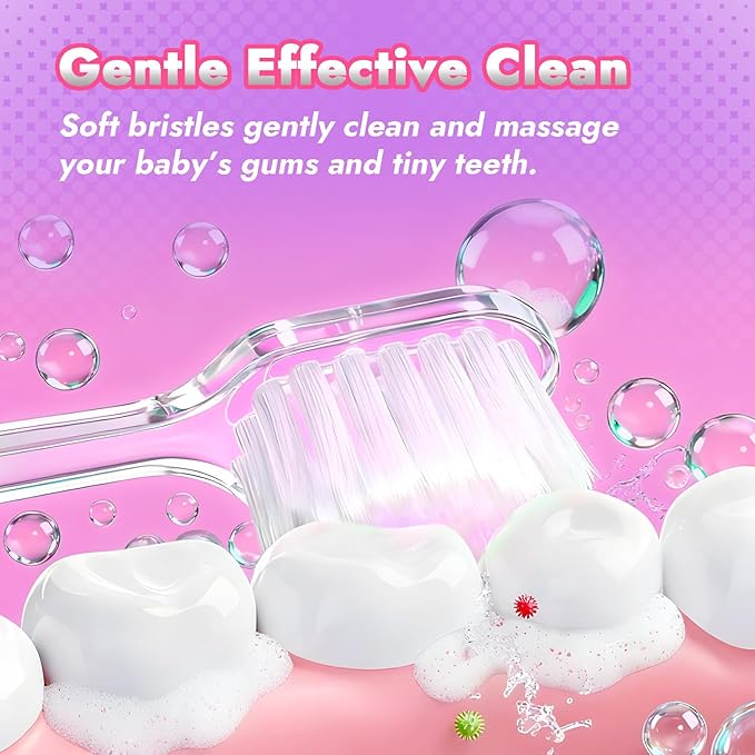 Papablic Toddler Sonic Electric Toothbrush Kids for Ages 1-3 Years, Baby Electric Toothbrush with Cute Unicorn Cover and Smart LED Timer, 4 Brush Heads (Arya)