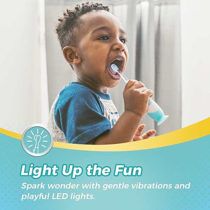 Papablic Toddler Sonic Electric Toothbrush Kids for Ages 1-3 Years, Baby Electric Toothbrush with Cute Dino Cover and Smart LED Timer, 4 Brush Heads (Debby)