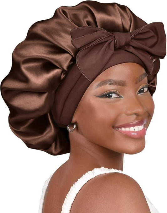 YANIBEST Adjustable Satin Bonnet for Sleeping Women Double Layer Hair Wrap Reduce Friction Prevent Frizz Natural Curly Hair