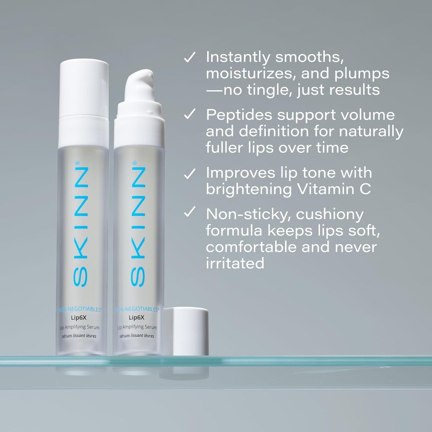 SKINN Lip Amplifying Serum, Lip6X with Peptides - Deep Moisturizing Serum Instantly Plumps, Hydrates & Smooths Lips & Boosts Collagen Production - Lip Care Products for Women
