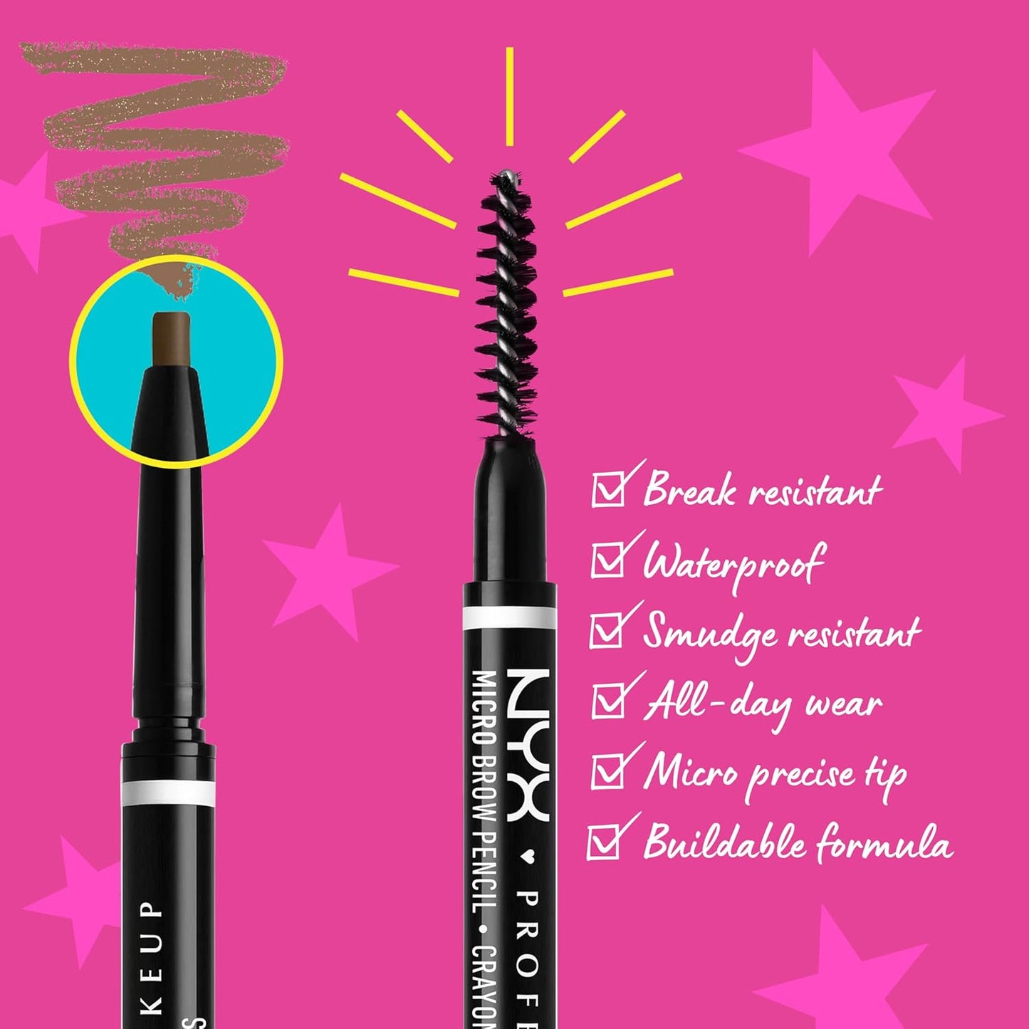 NYX PROFESSIONAL MAKEUP Micro Brow Pencil, Precise Eyebrow Pencil - Cool Ash Brown