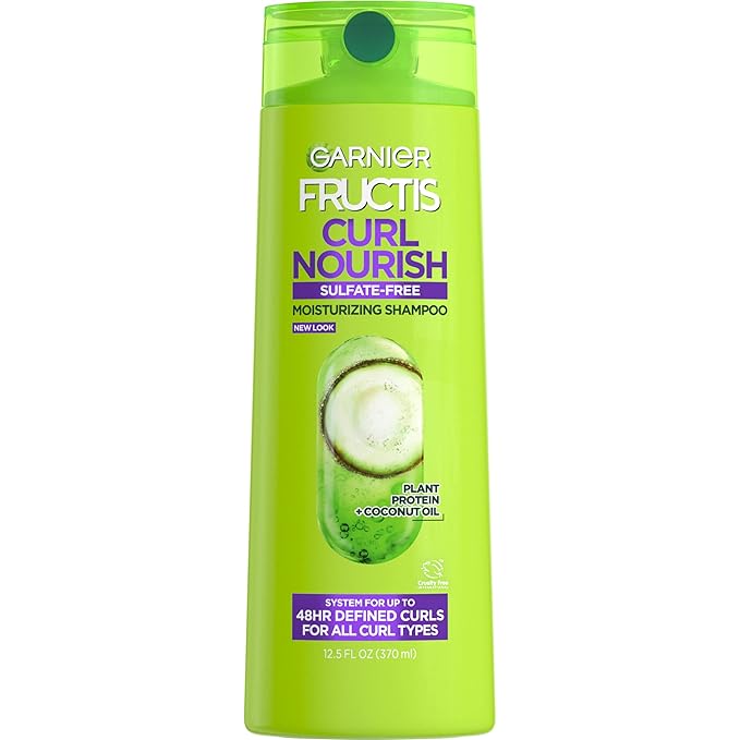 Garnier Fructis Curl Nourish Sulfate Free Moisturizing Shampoo, 12.5 Fl Oz, 1 Count (Packaging May Vary)