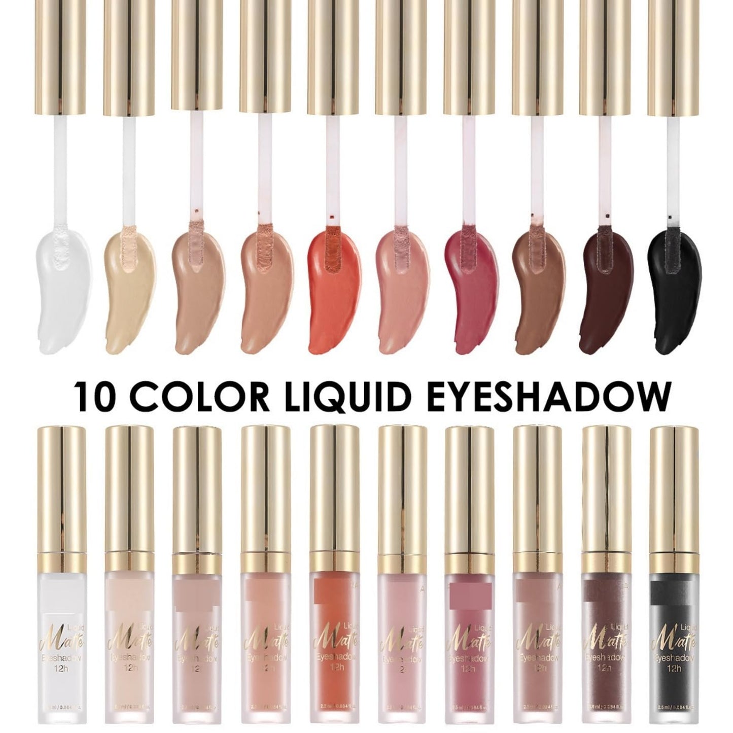 MAEPEOR Matte Liquid Eyeshadow 10 Colors Naked Smooth Creamy Eyeshadow Long Lasting and Waterproof Lightweight Cream Eye Shadow (P03 Oak)