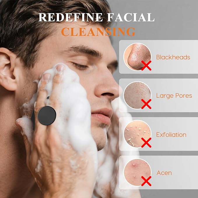 VWMYQ Silicone Face Scrubber for Men, Gentle Exfoliator Pad & Massager, Facial Cleansing Brush Silicone Face Wash Brush Removes Dead & Dry Skin