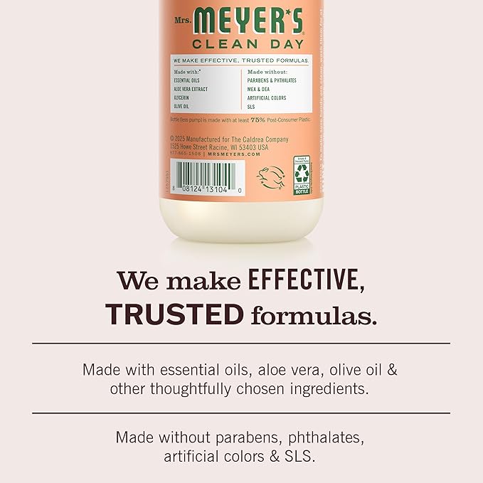 MRS. MEYER'S CLEAN DAY Hand Soap, Geranium Scent, 12.5 Fl Oz Bottle