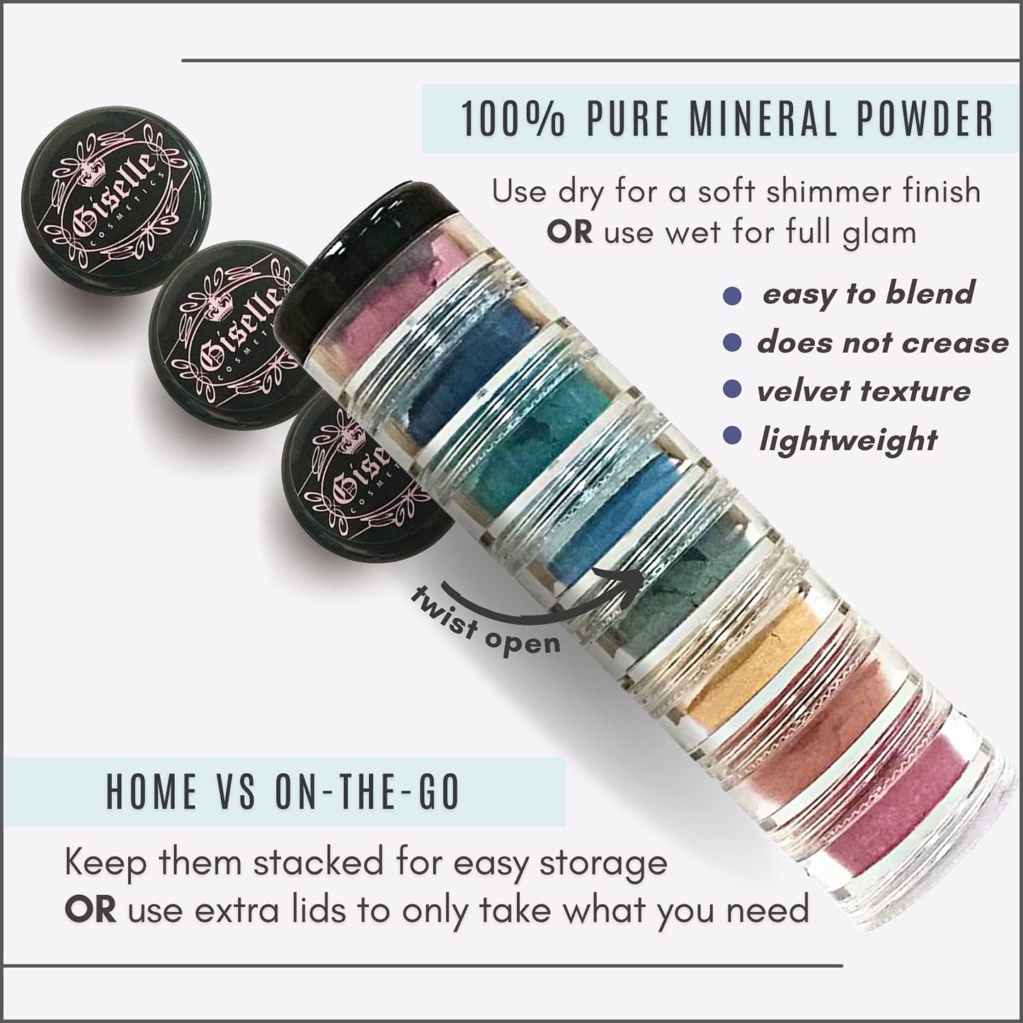 Ice Cream Love Mineral Powder Organic Makeup Kit - Loose Pigment Eyeshadow, Glitter Eyeshadow, Copper Eyeshadow Palette, Non-Toxic Shimmer Eye Shadow, Talc-Free Eyeshadow