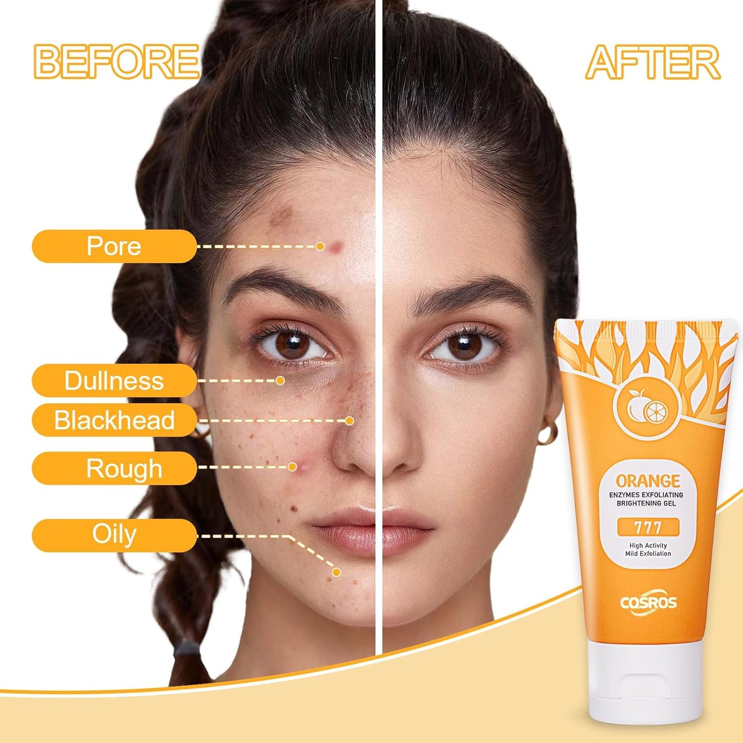 BROUYOUE Orange Exfoliating Gel Scrub for Face and Body Skin, Deep Cleansing Moisturizing Skin Orange Peeling Gel, Natural Orange Exfoliating Gel for All Types Skin (1pc)
