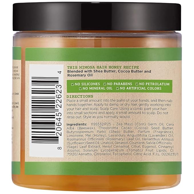 Carol's Daughter Mimosa Hair Honey Shine Pomade for Textured and Curly Hair - with Shea Butter & Rosemary Oil, 8 fl oz