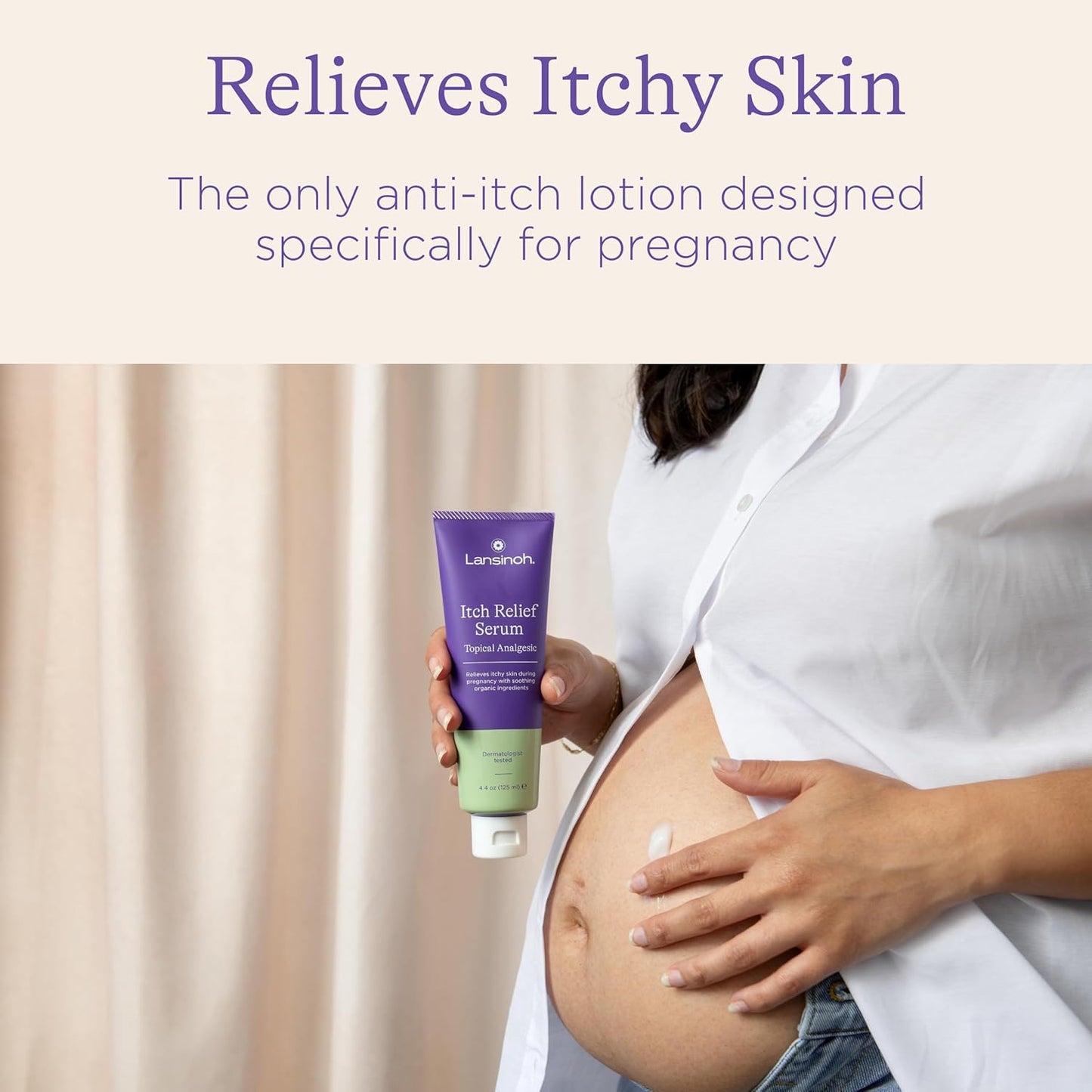 Lansinoh Anti-Itch Serum for Pregnant Moms, Skin Care & Itch Relief Lotion, Safe for First Trimester, Pregnancy Essentials, 4.4 Ounces