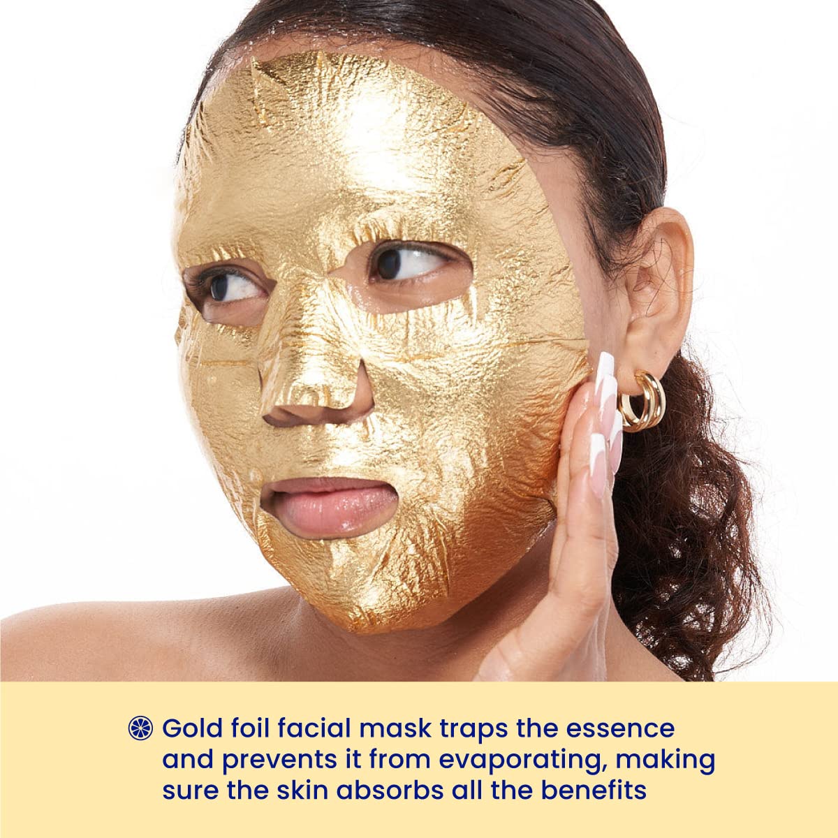 FACETORY K Beauty Face Mask Skin Care - BE BRIGHT BE YOU BRIGHTENING Sheet Mask with Gold Foil & Lemon Fruit | Glowing Gold Brightening Face Mask (5 Pack)